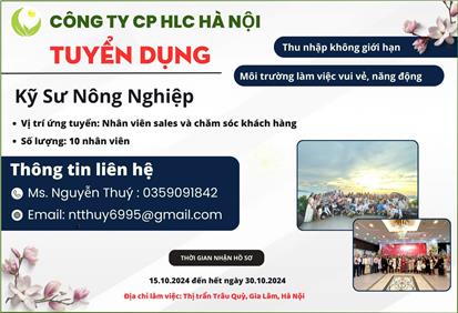 HLC TUYỂN DỤNG NHÂN SỰ TẠI CHI NHÁNH MỚI GIA LÂM HÀ NỘI