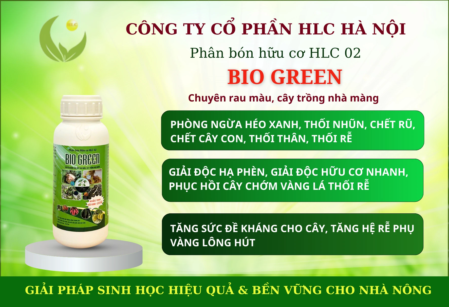 BIO GREEN-  CHUYÊN CHO RAU MÀU, CÂY TRỒNG NHÀ MÀNG PHÒNG HÉO XANH, LỞ CỔ RỄ